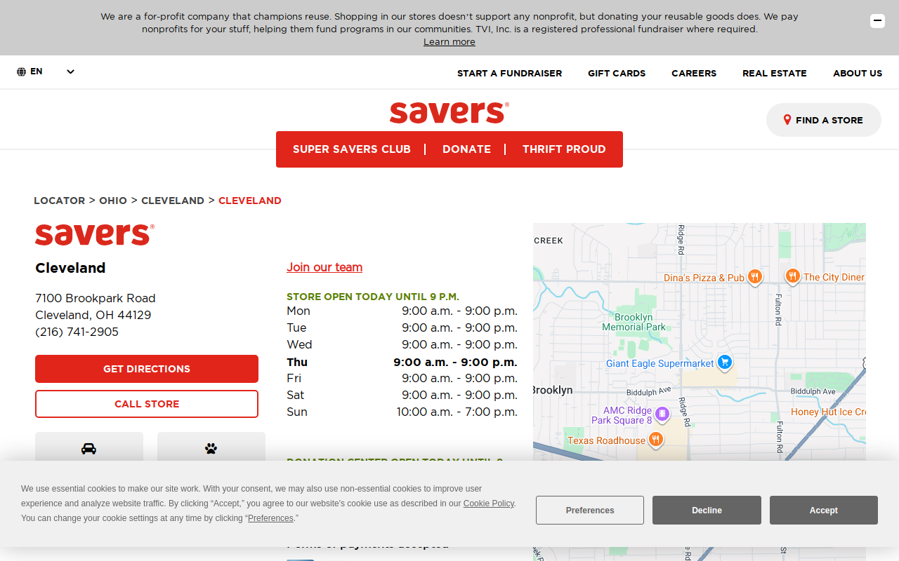 Savers website preview