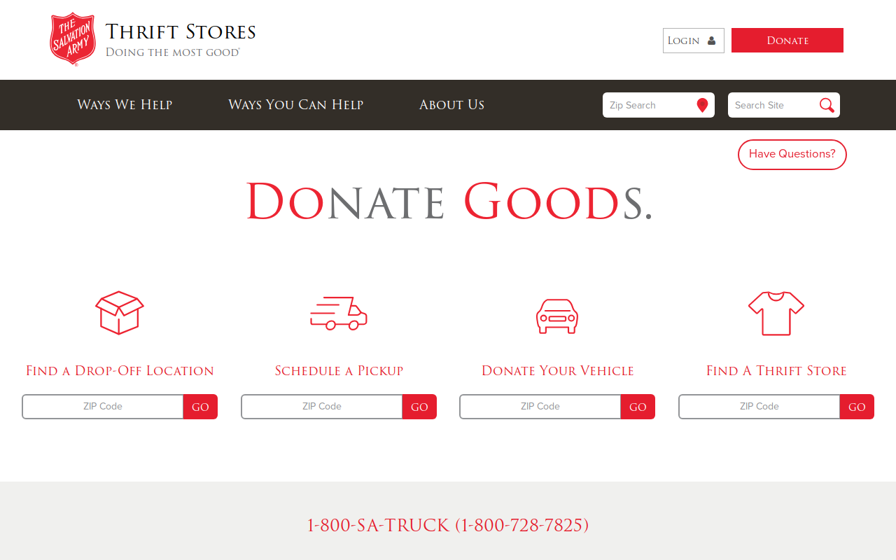 The Salvation Army website preview