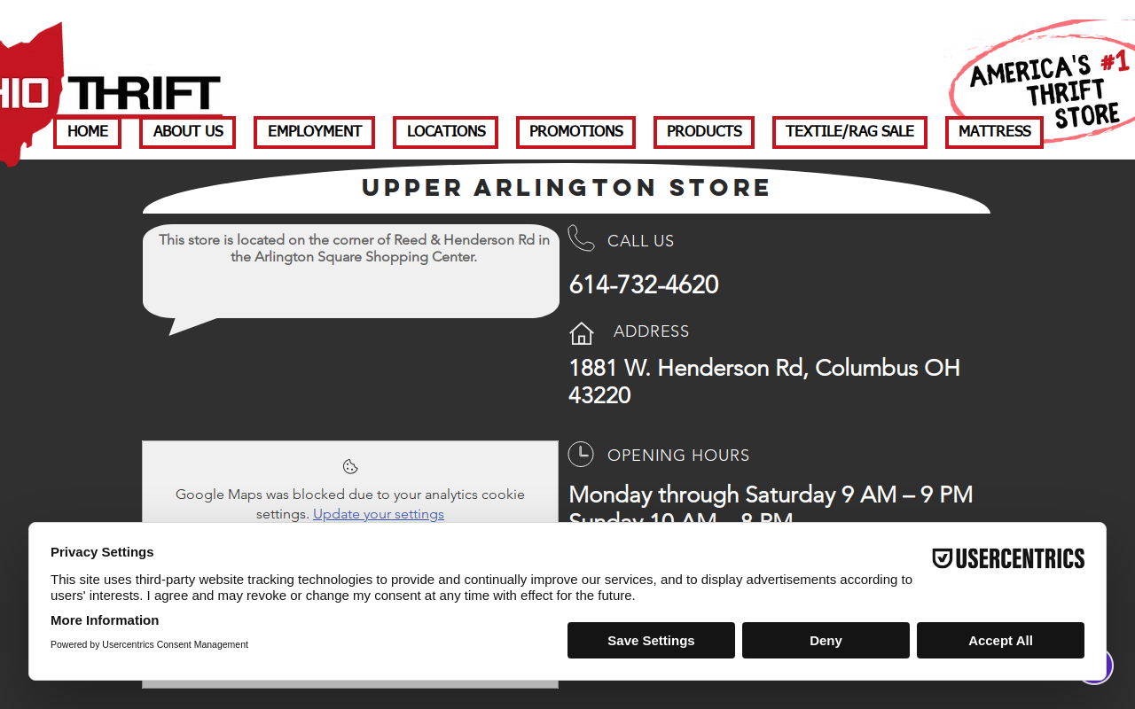 Ohio Thrift Store website preview