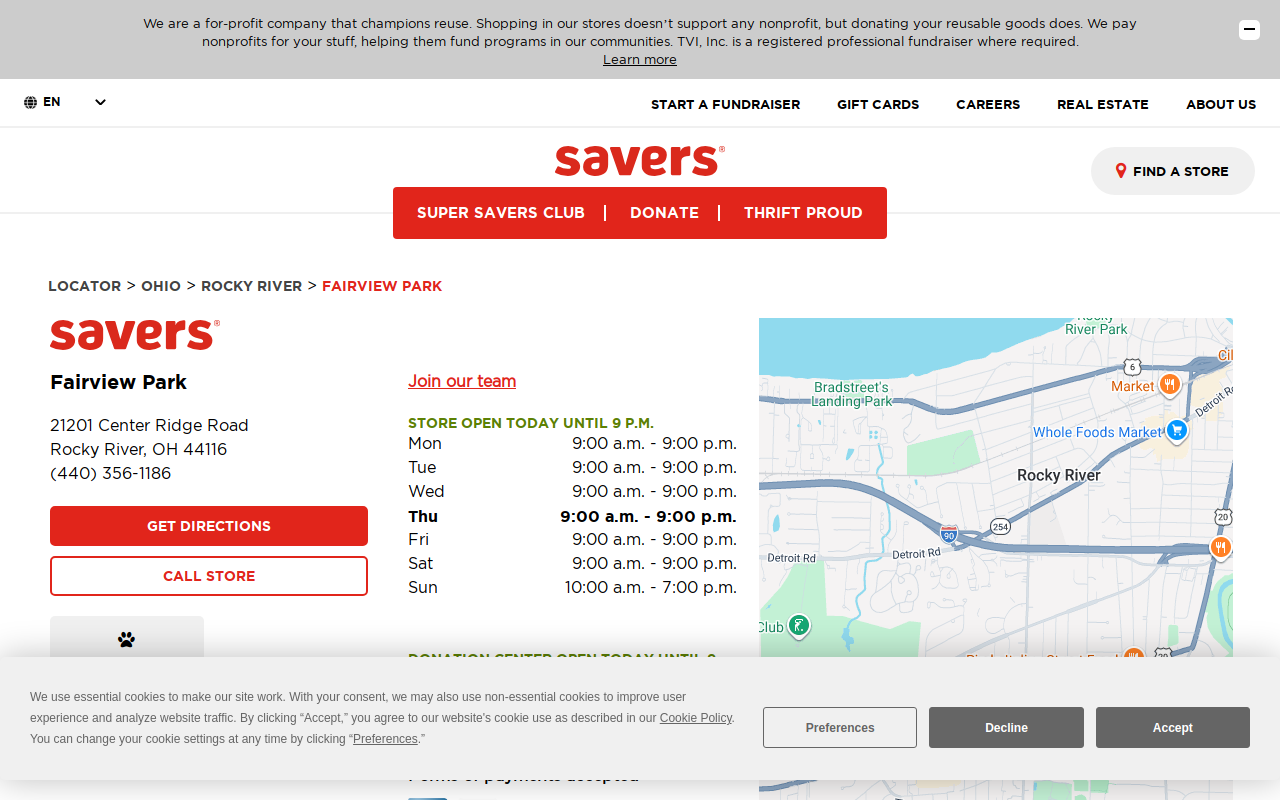 Savers website preview