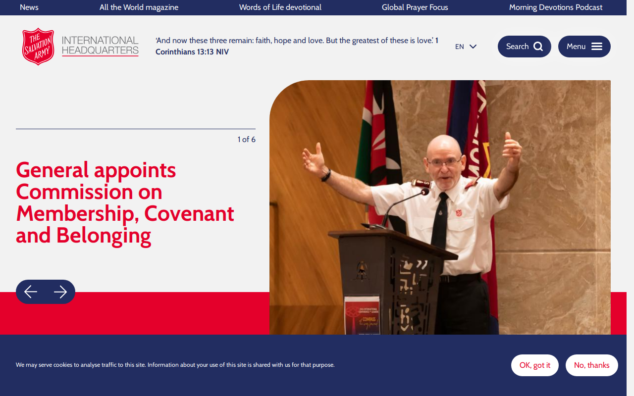 The Salvation Army website preview