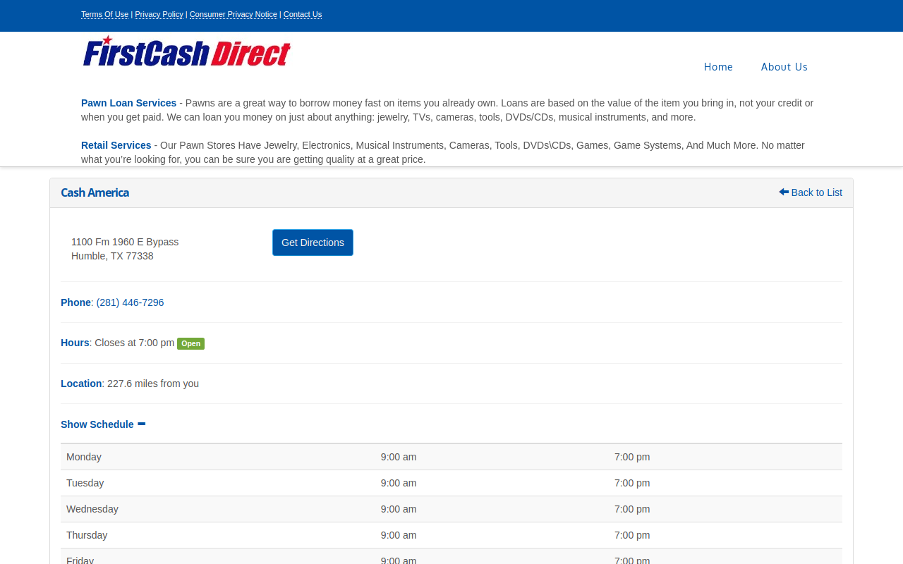 Cash America Pawn website preview
