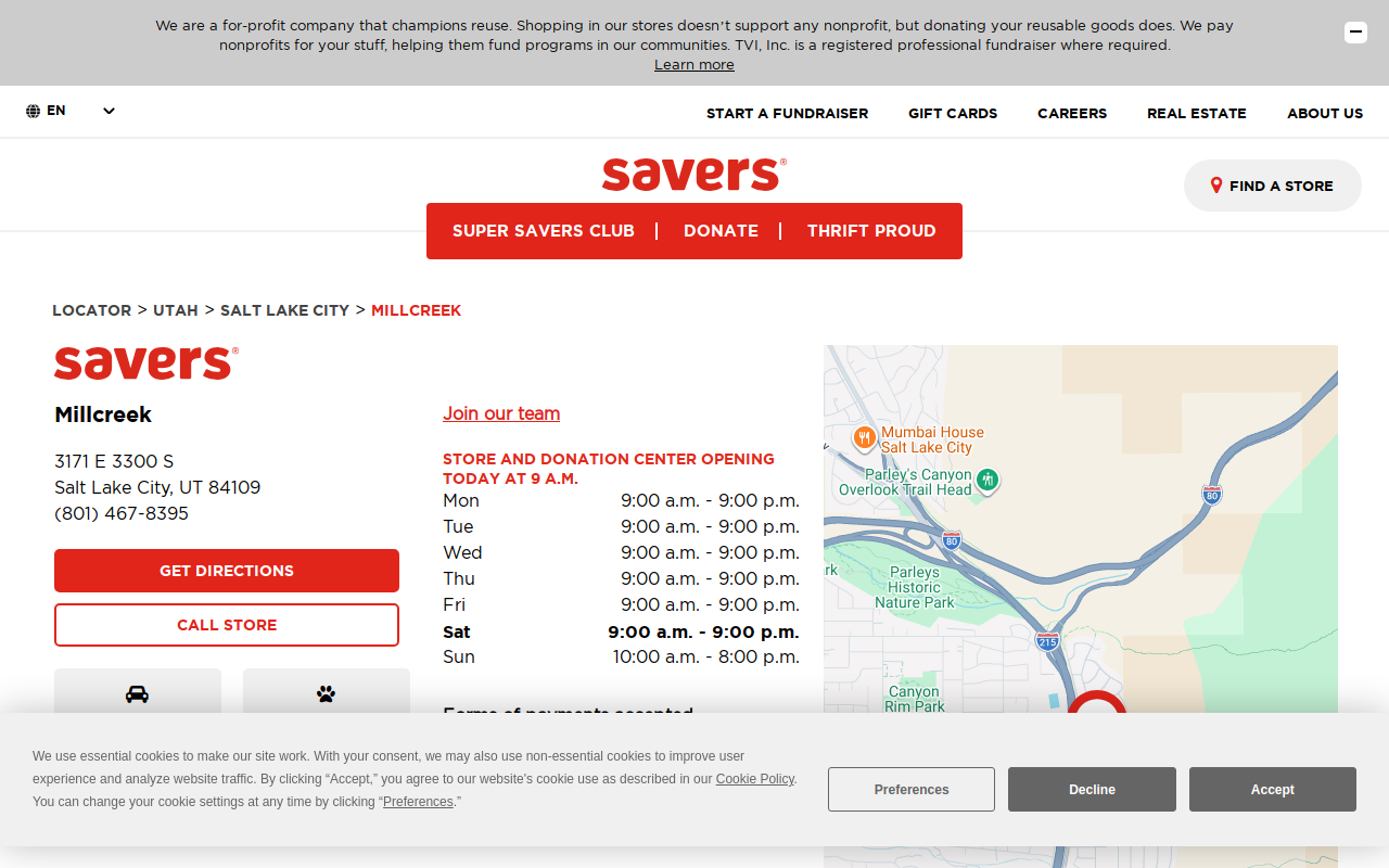Savers website preview