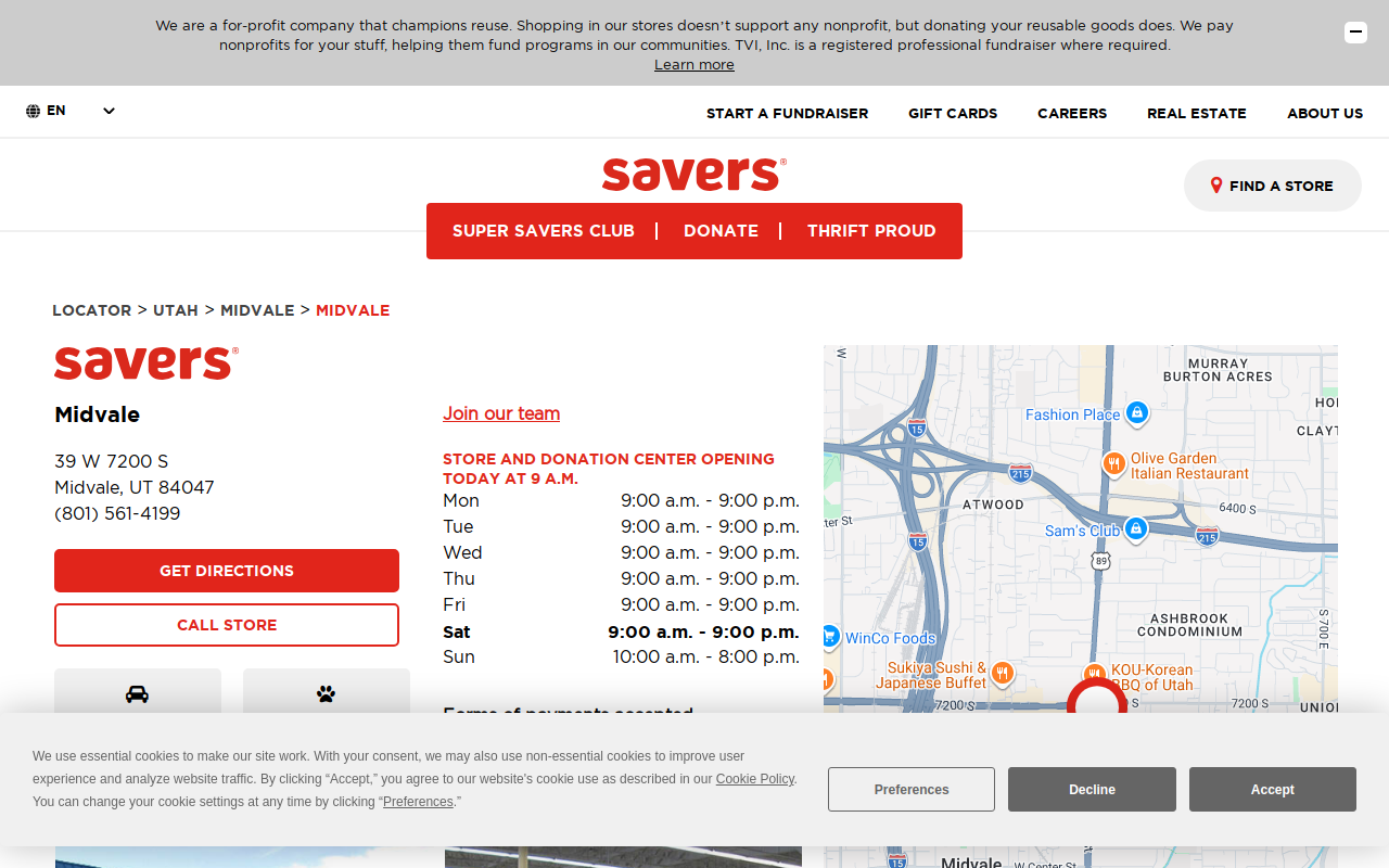 Savers website preview
