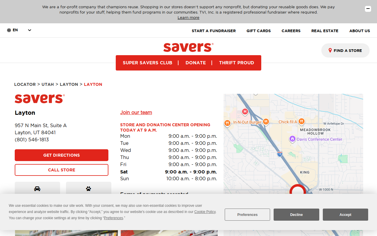 Savers website preview