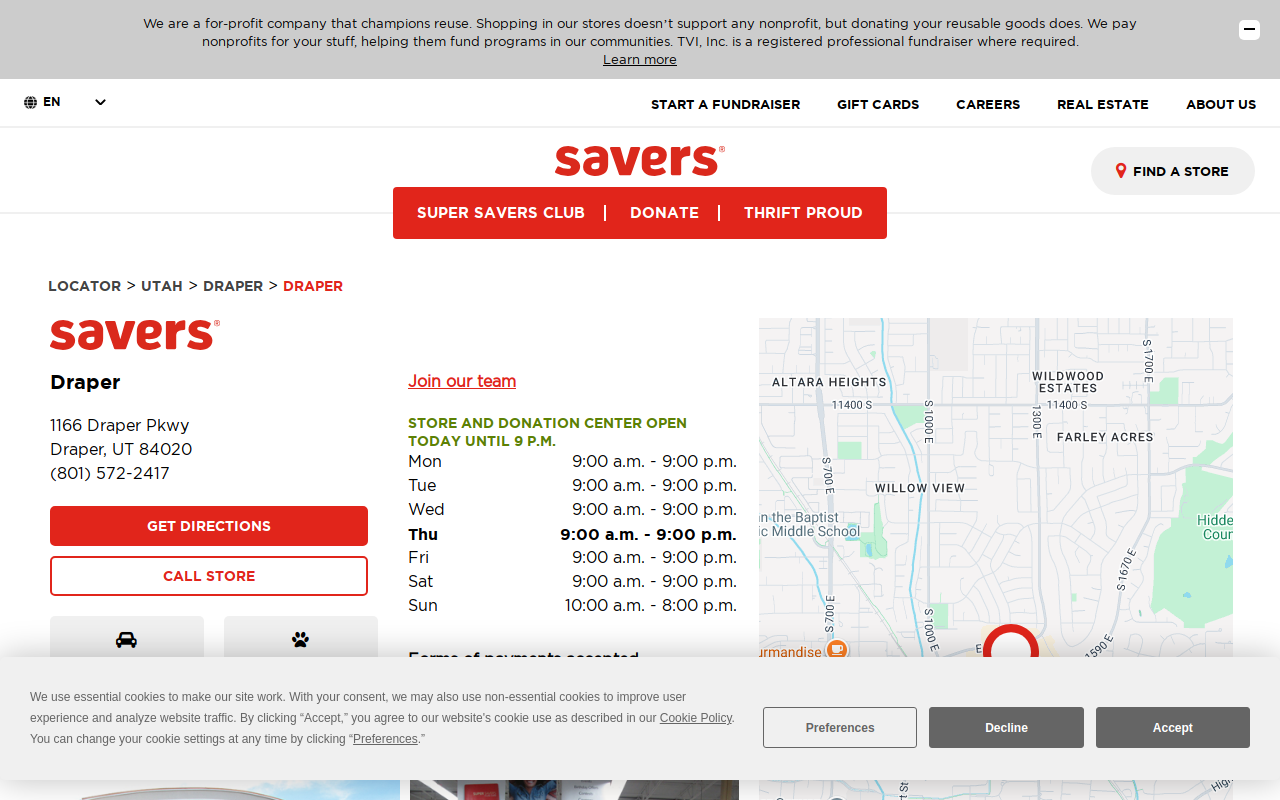Savers website preview