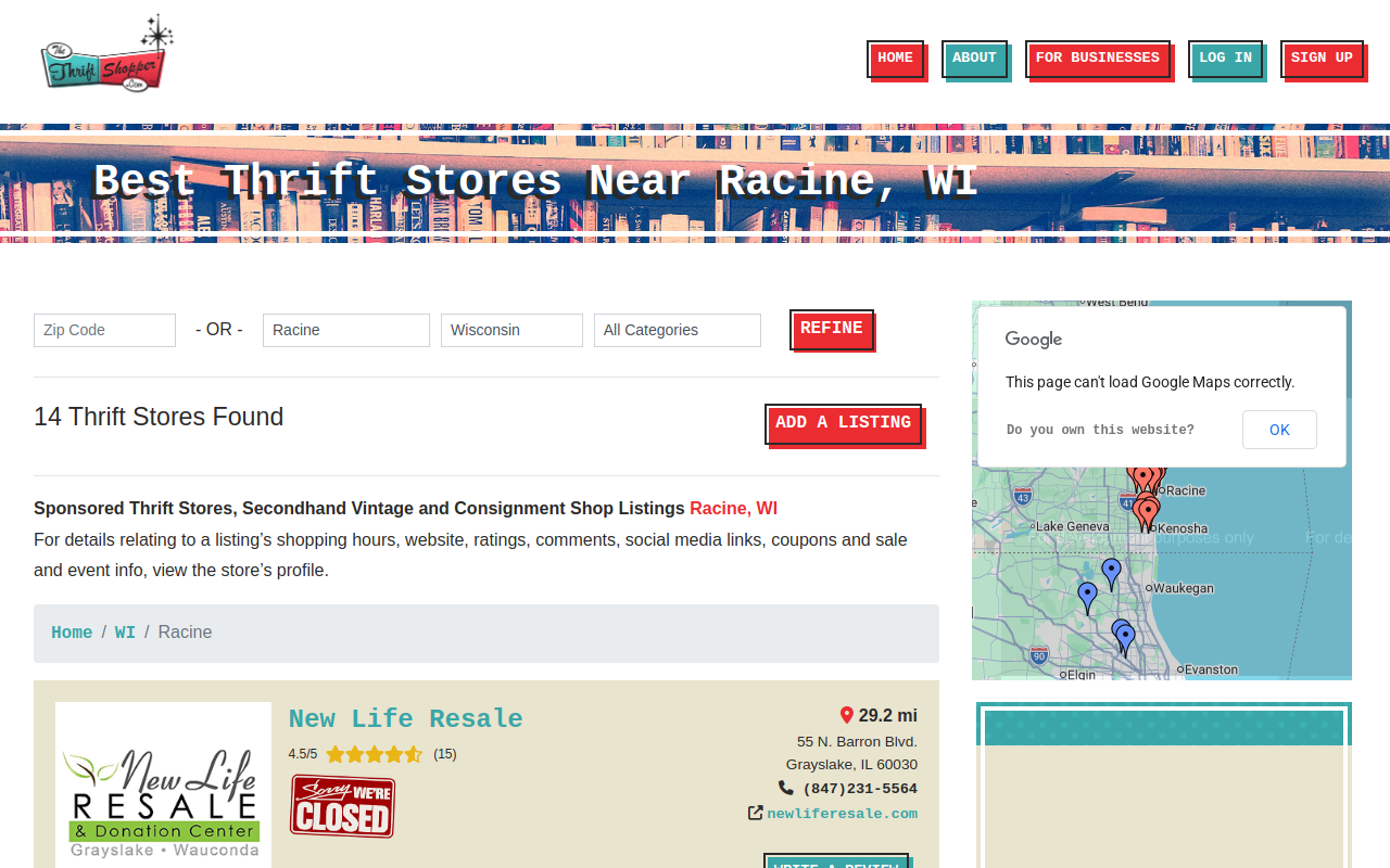 The Thrift Shop website preview