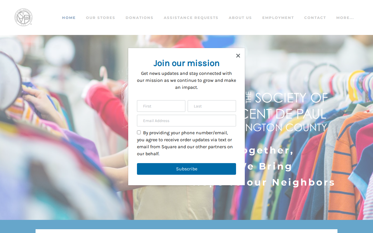 Saint Vincent de Paul Thrift Store website preview