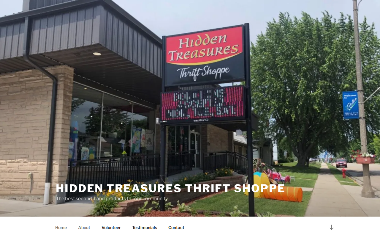 Hidden Treasures Thrift Shoppe website preview