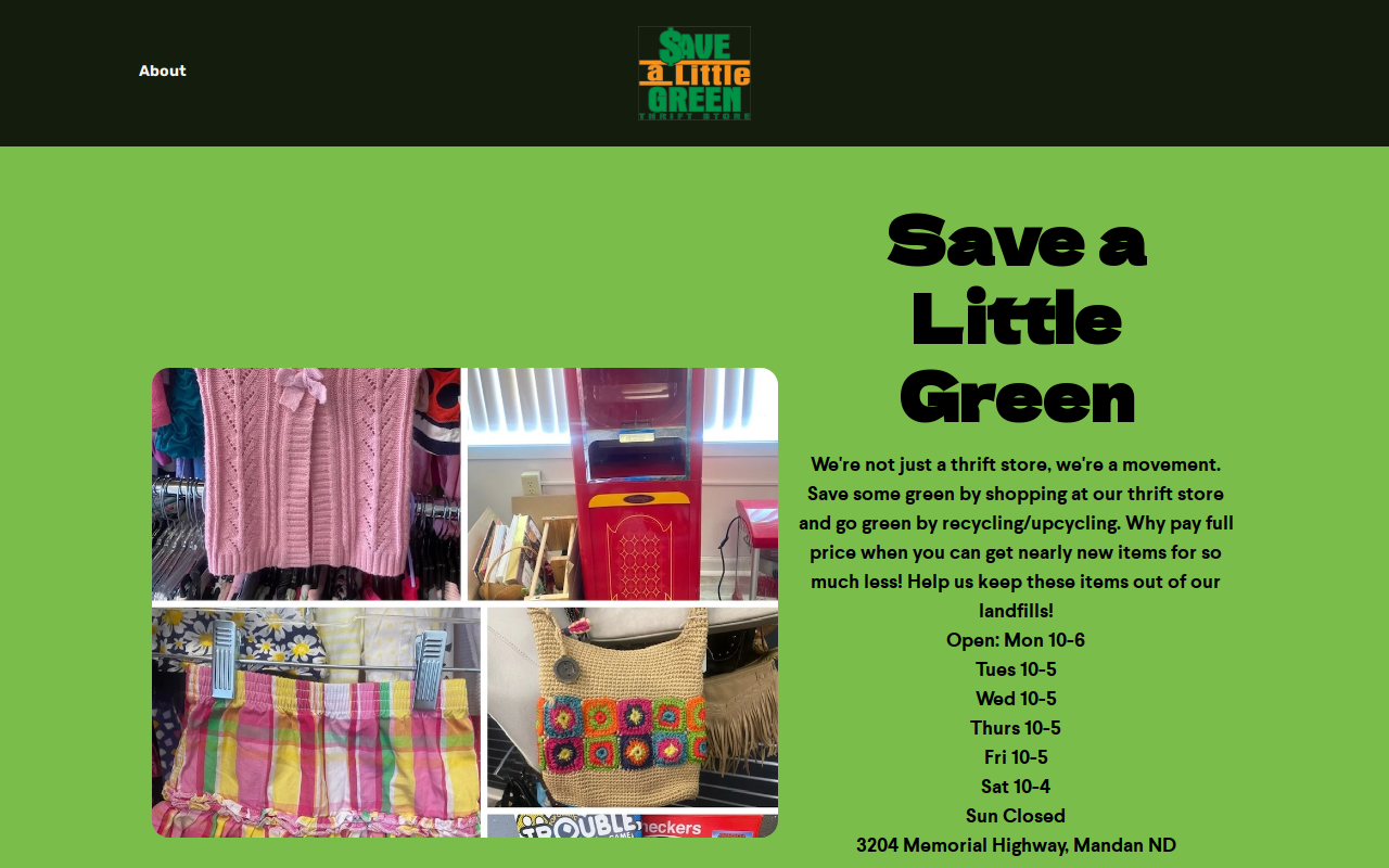 Save A Little Green LLC Donation Site and Thrift Store website preview