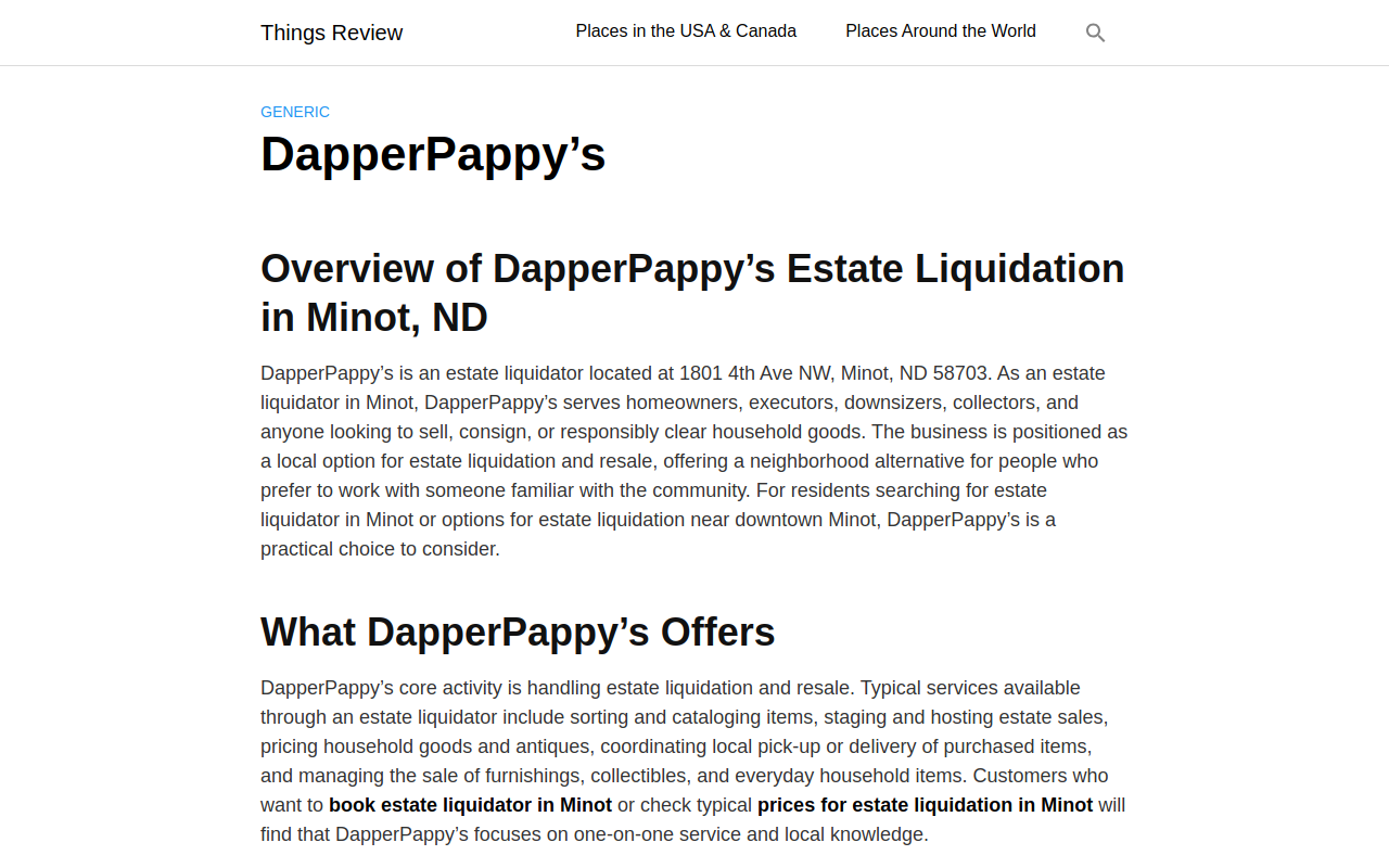 DapperPappy's Estate Room & Online Auction website preview