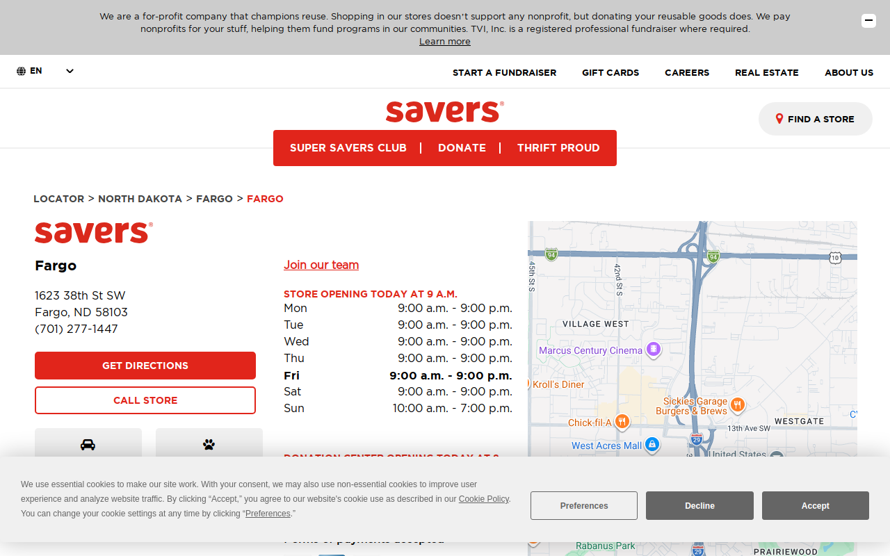 Savers website preview