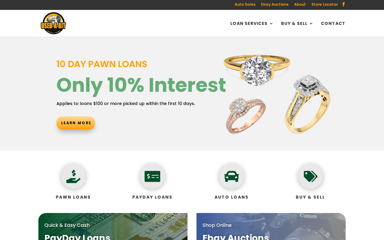 Used-A-Bit Sales and Pawn website preview