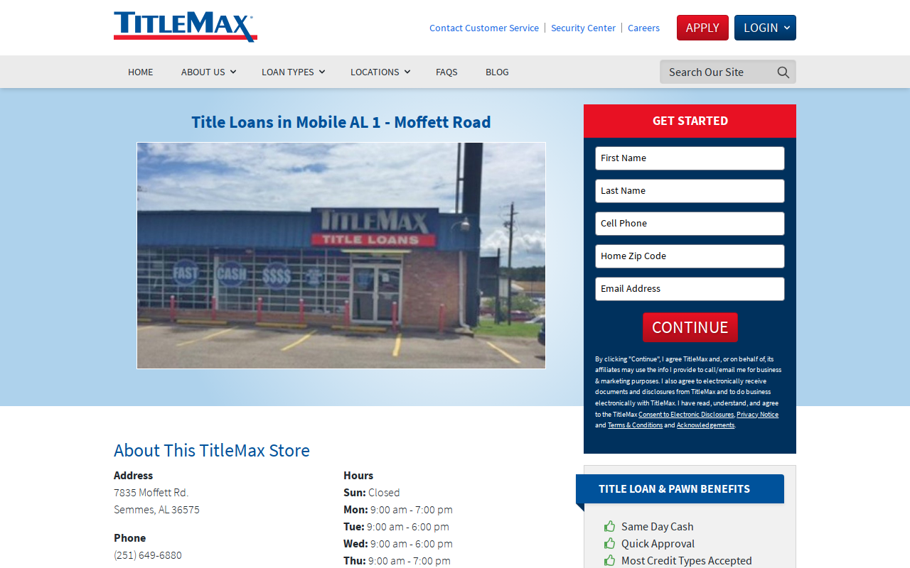 TitleMax Title Pawns website preview