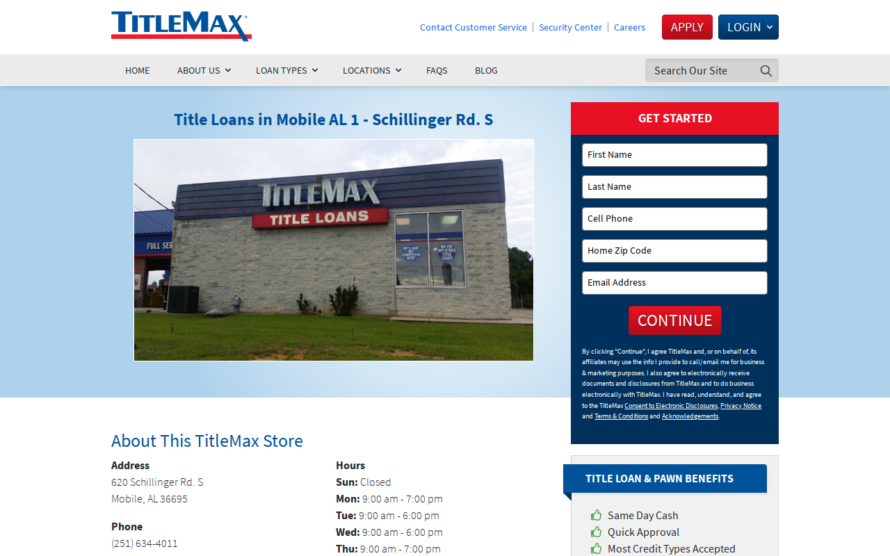 TitleMax Title Pawns website preview