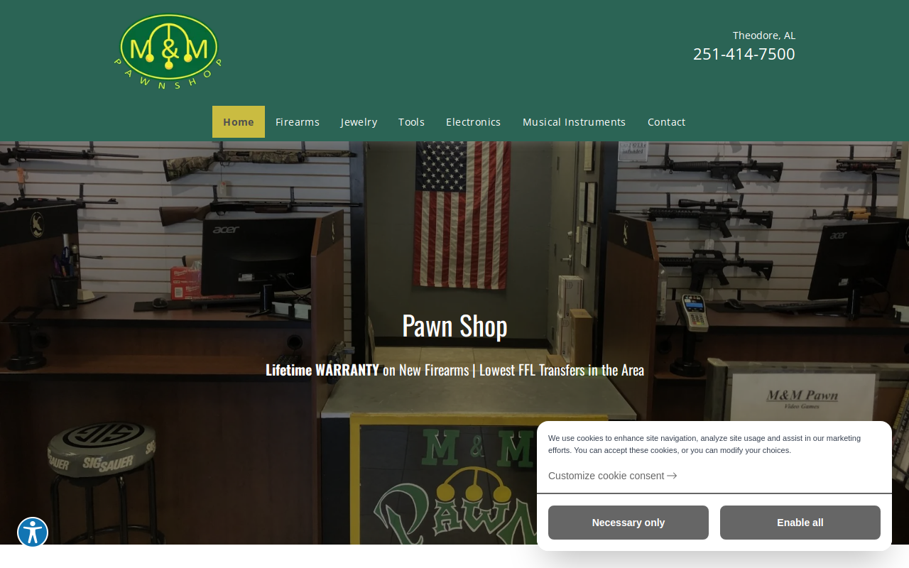 M & M Pawn website preview