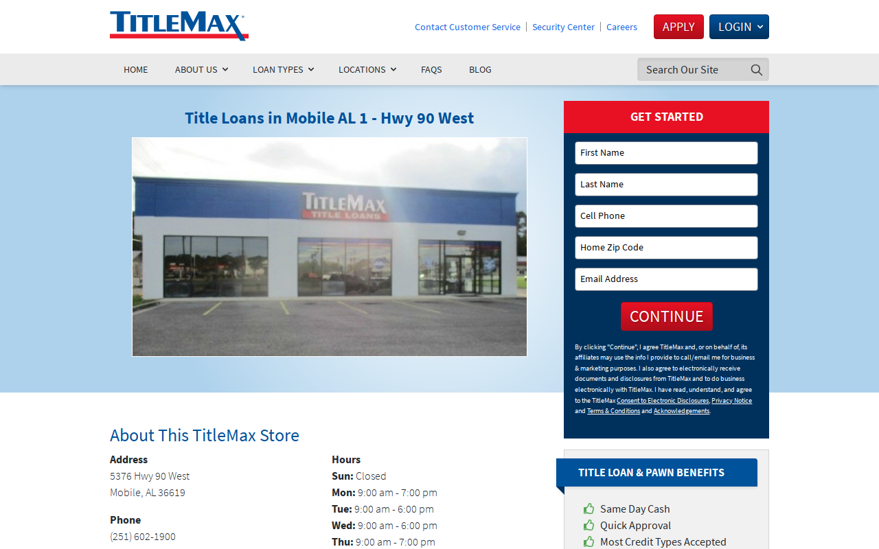 TitleMax Title Pawns website preview