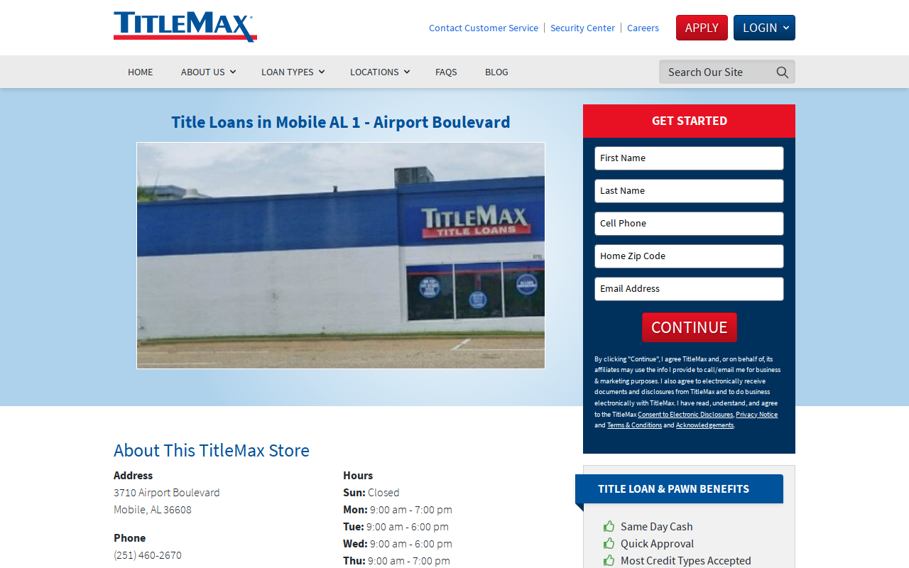 TitleMax Title Pawns website preview