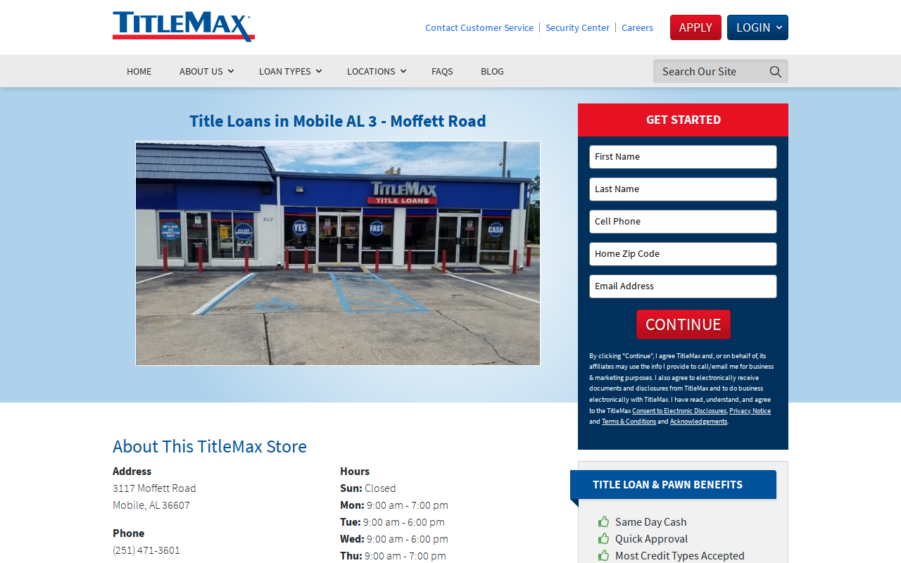 TitleMax Title Pawns website preview