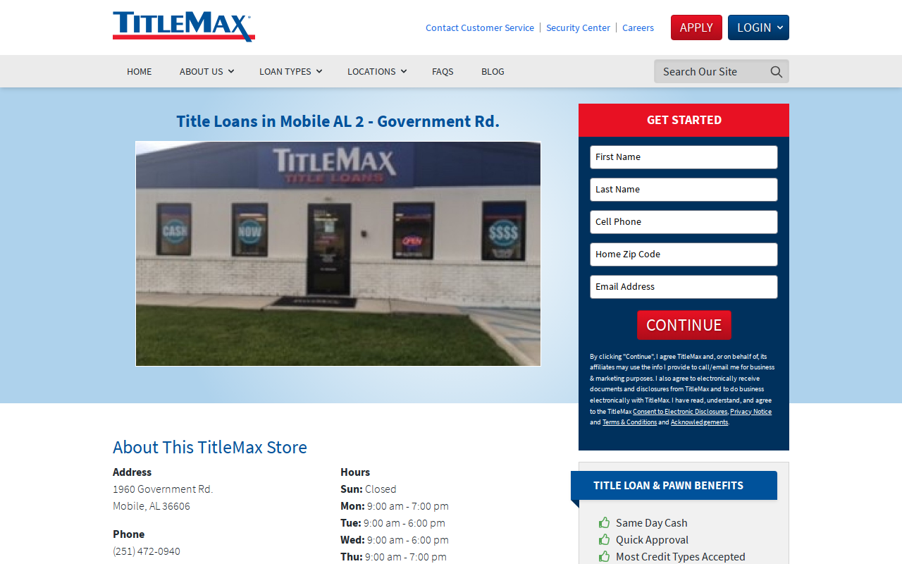 TitleMax Title Pawns website preview