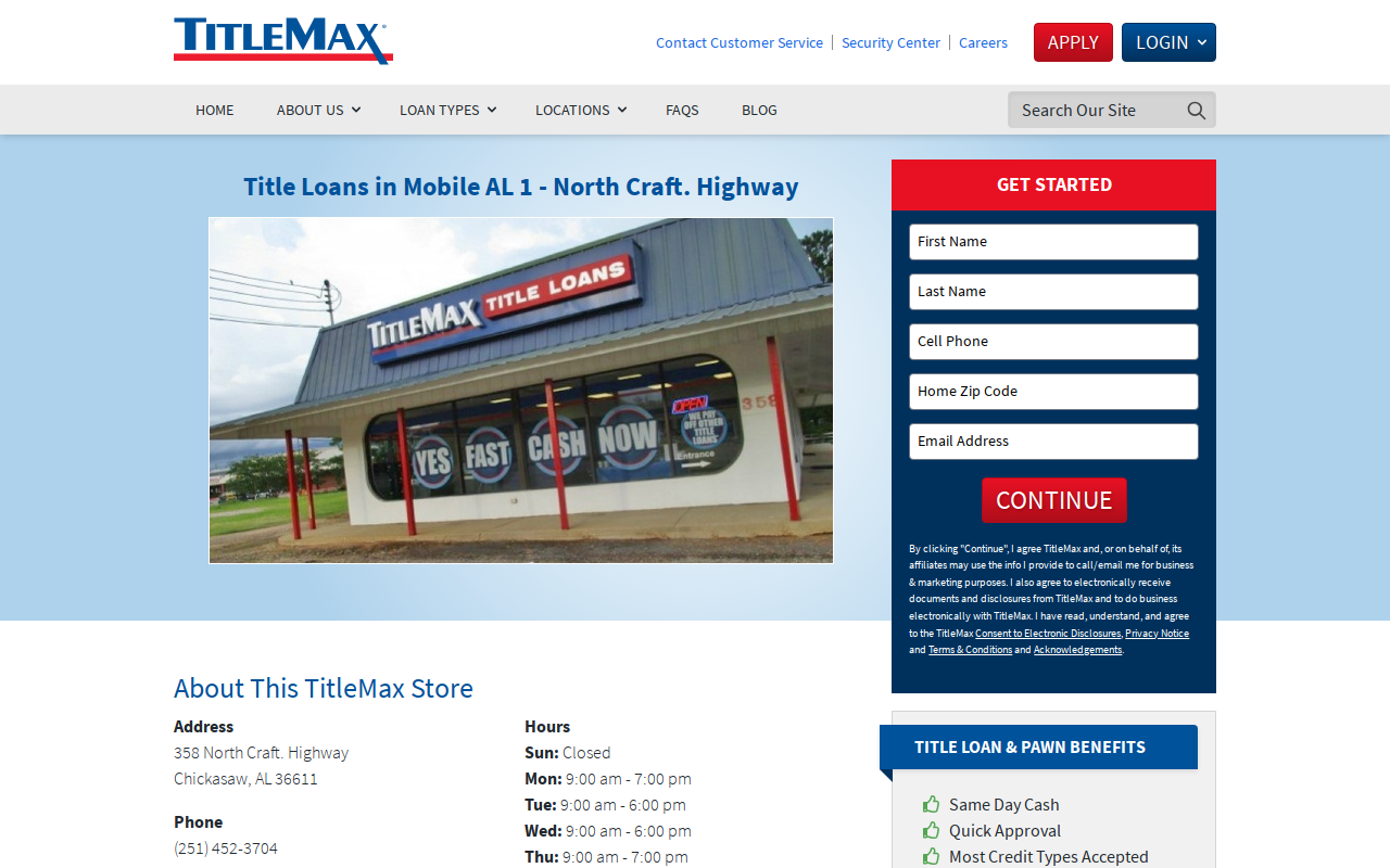 TitleMax Title Pawns website preview