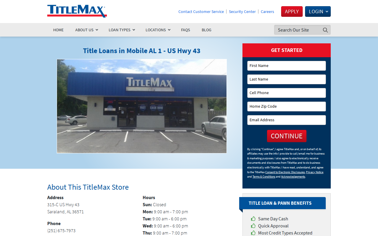 TitleMax Title Pawns website preview