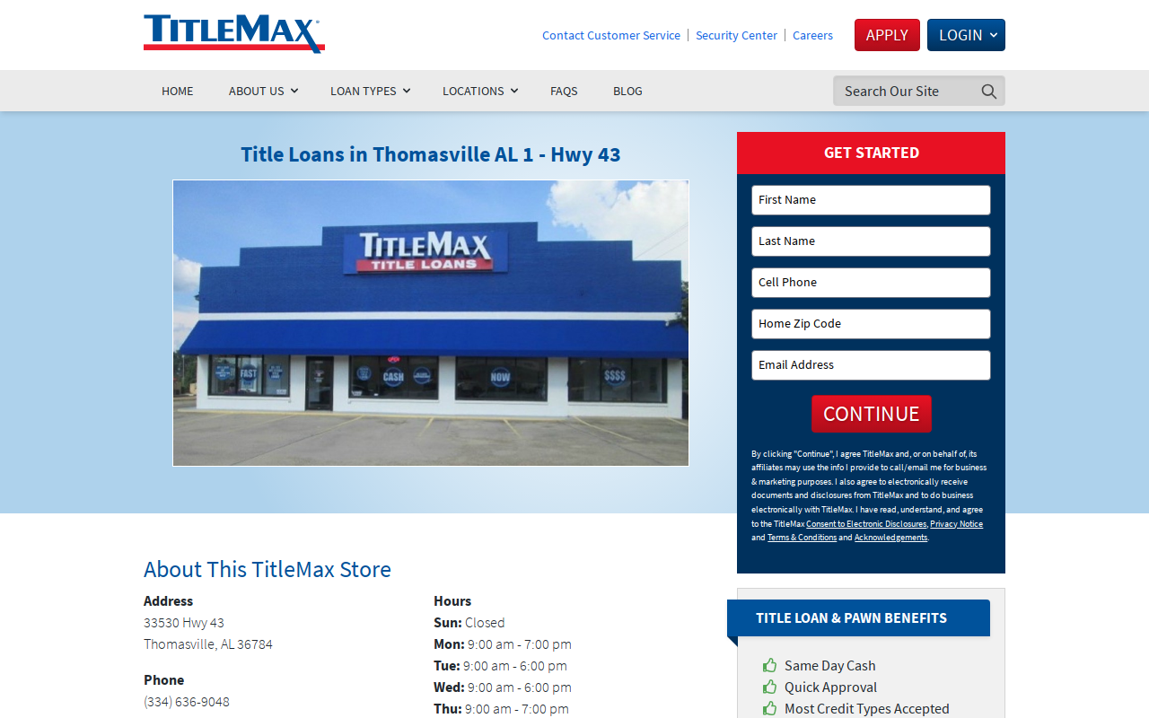 TitleMax Title Pawns website preview