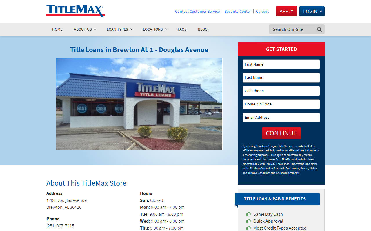 TitleMax Title Pawns website preview