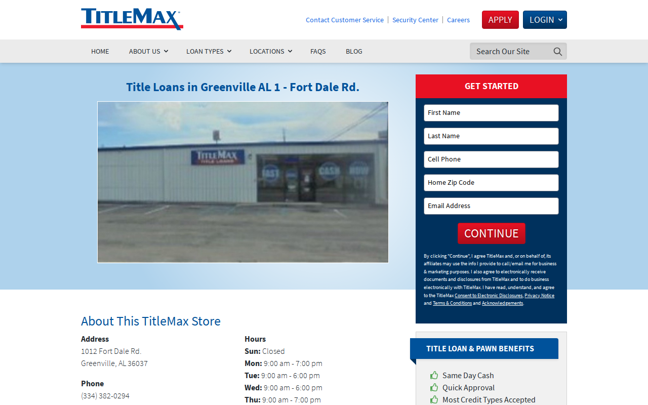 TitleMax Title Loans website preview