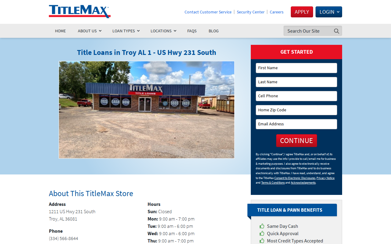 TitleMax Title Pawns website preview