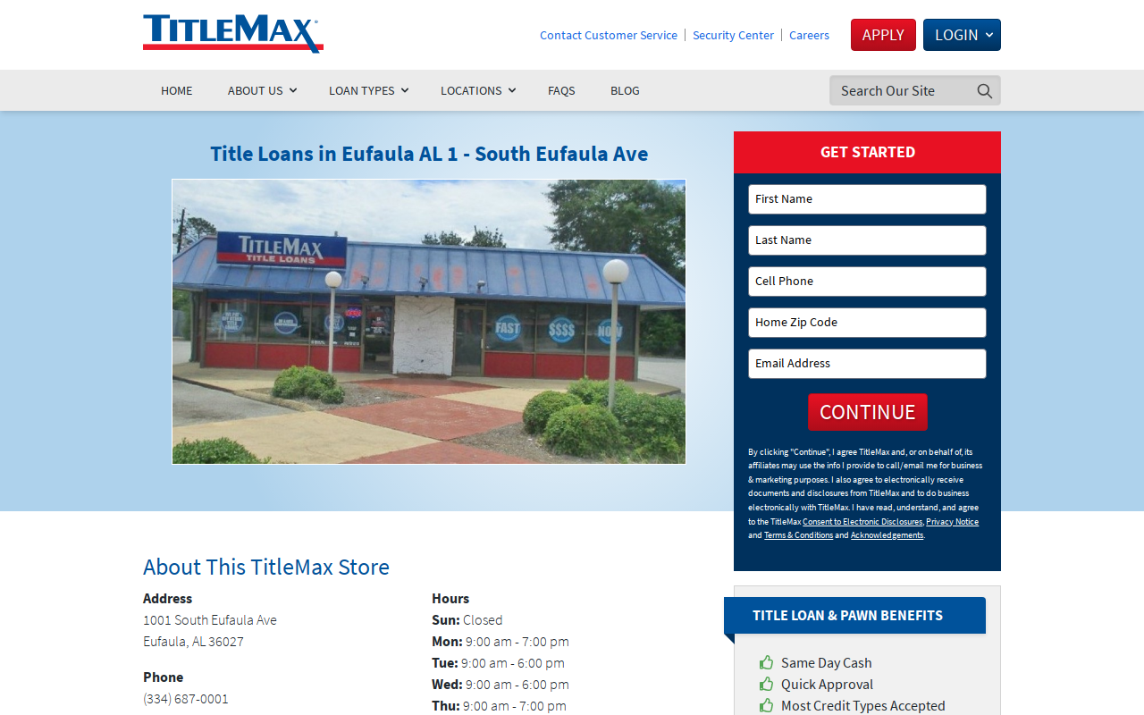 TitleMax Title Pawns website preview