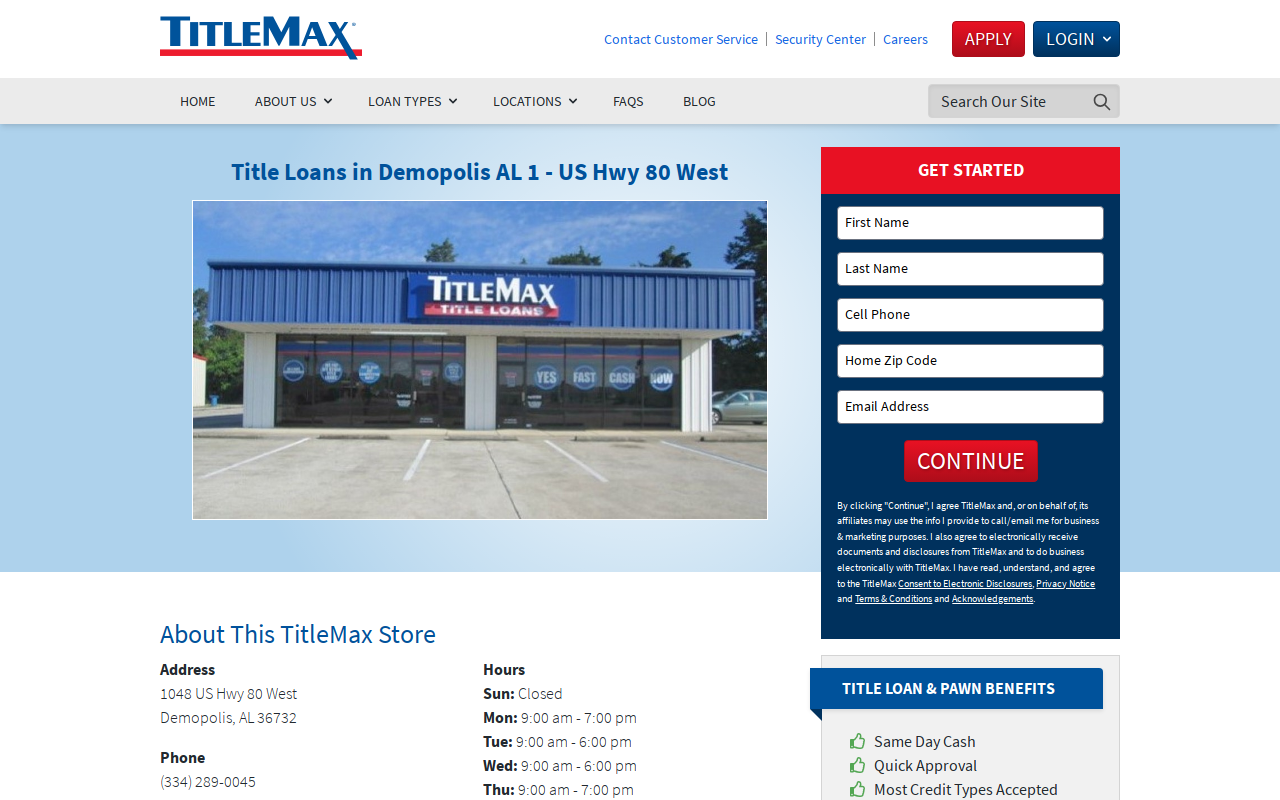 TitleMax Title Pawns website preview