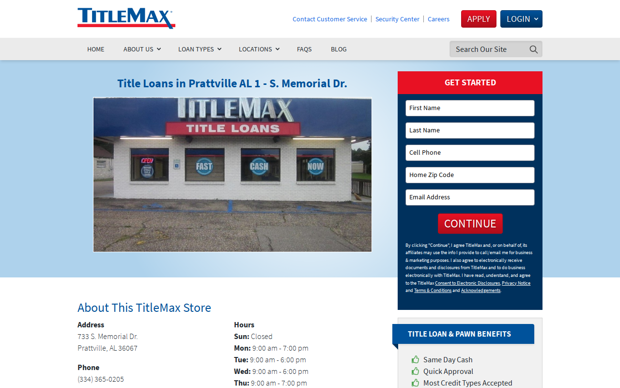 TitleMax Title Pawns website preview