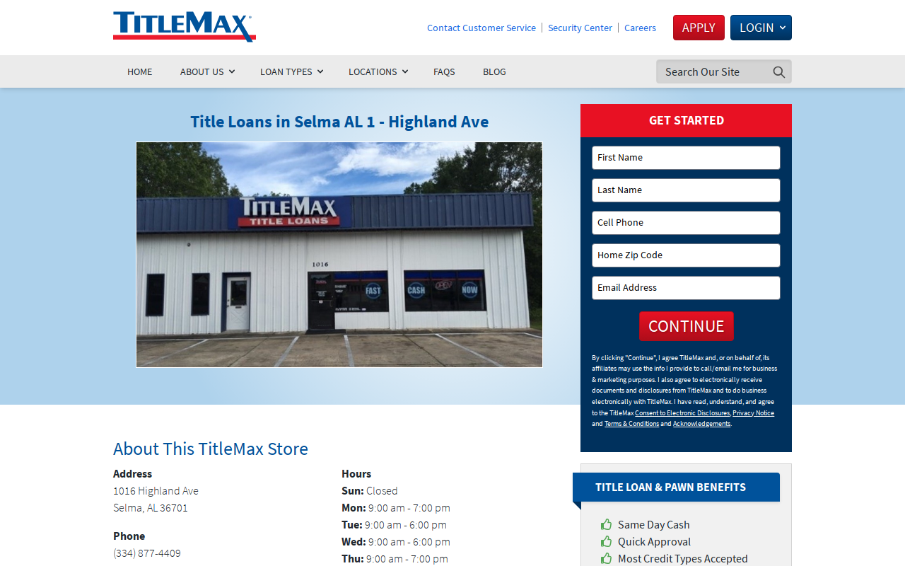 TitleMax Title Pawns website preview