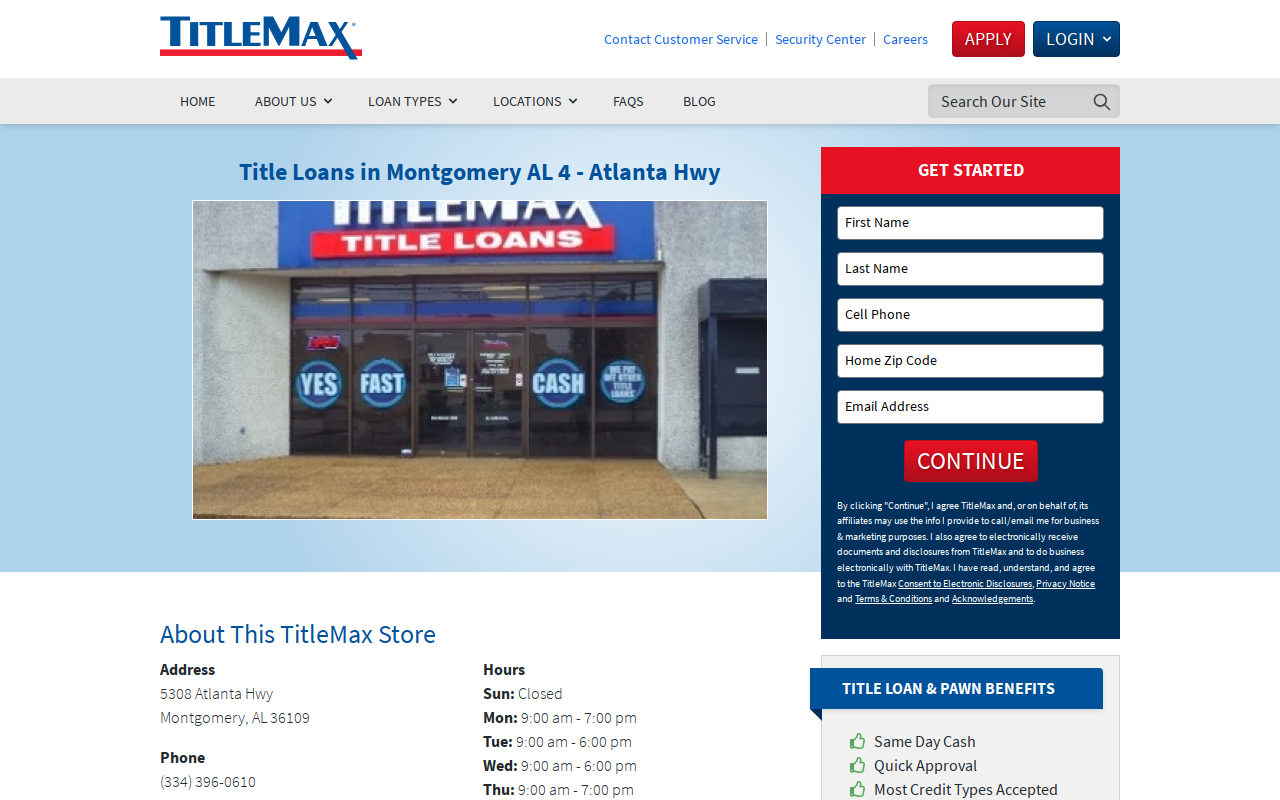 TitleMax Title Pawns website preview