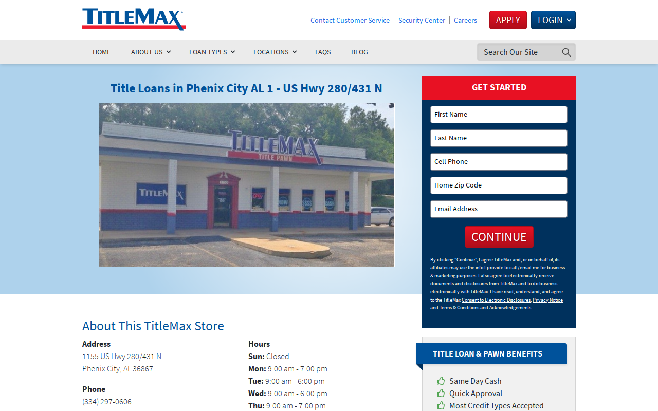 TitleMax Title Pawns website preview
