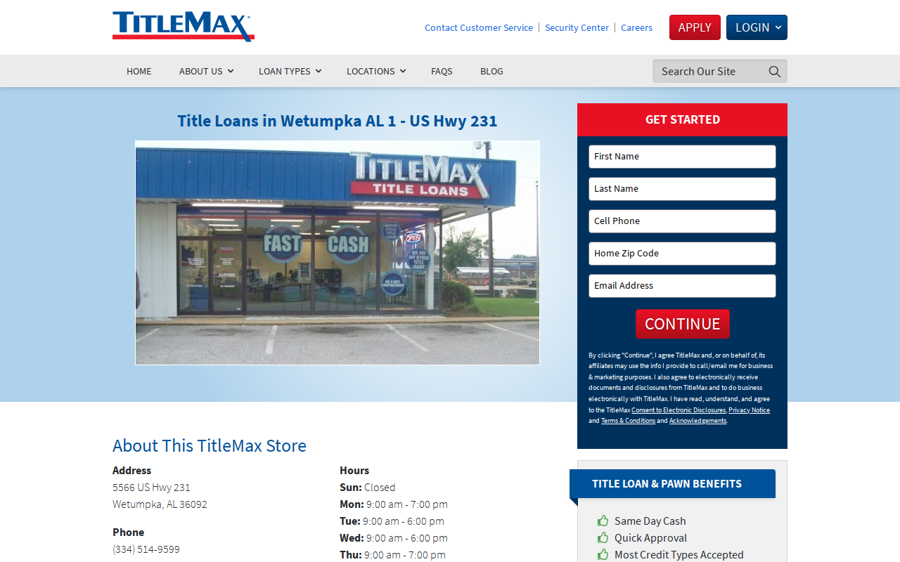 TitleMax Title Pawns website preview