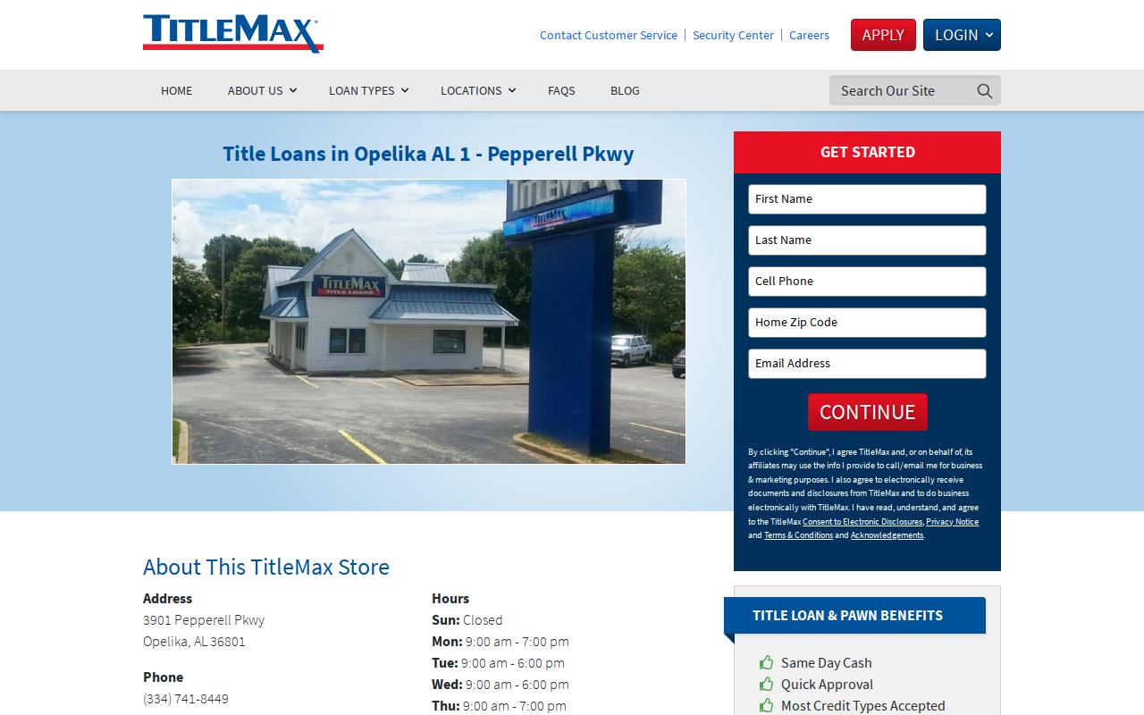 TitleMax Title Pawns website preview