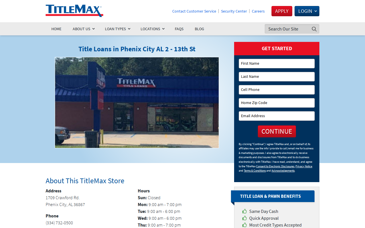 TitleMax Title Pawns website preview
