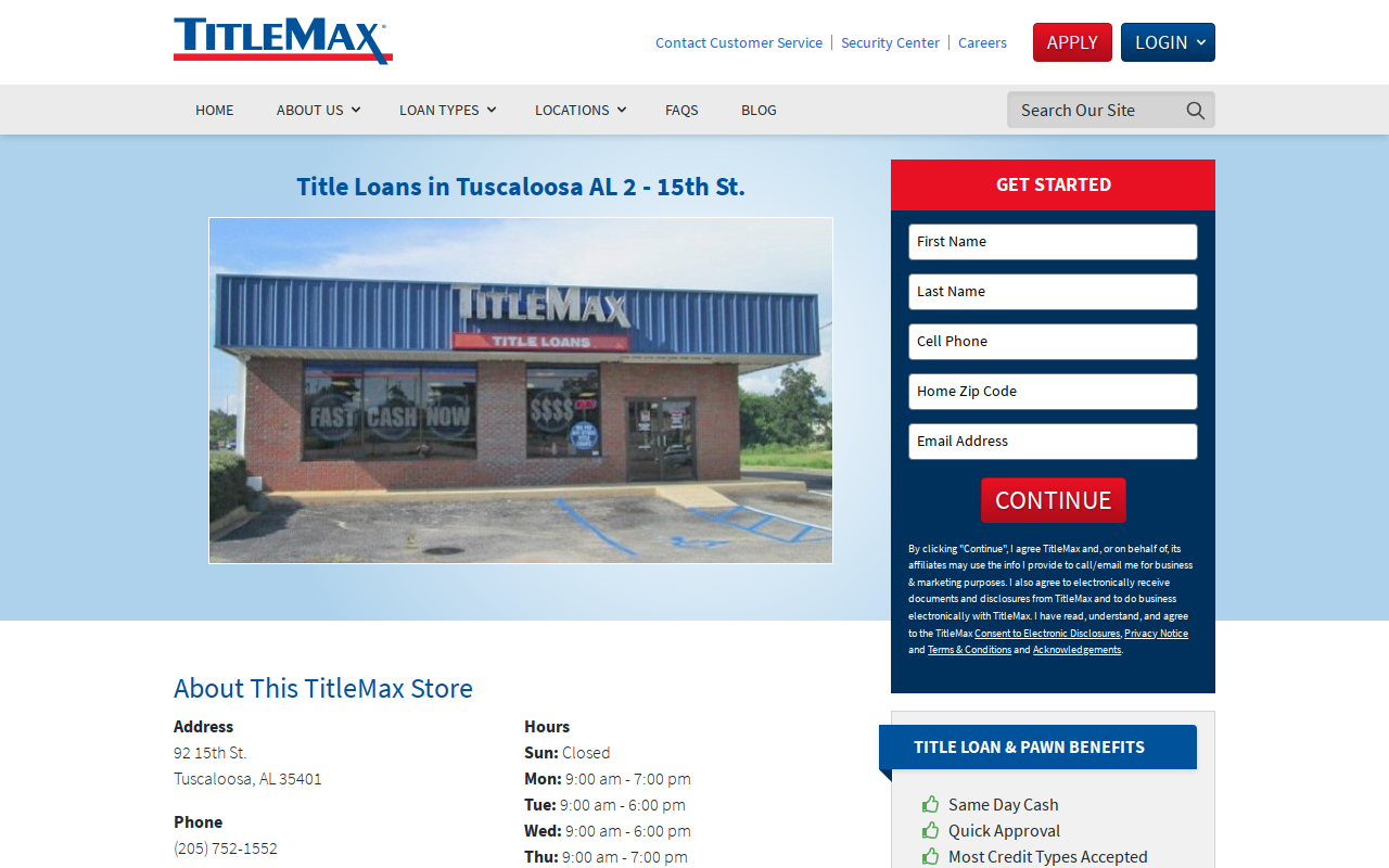 TitleMax Title Pawns website preview