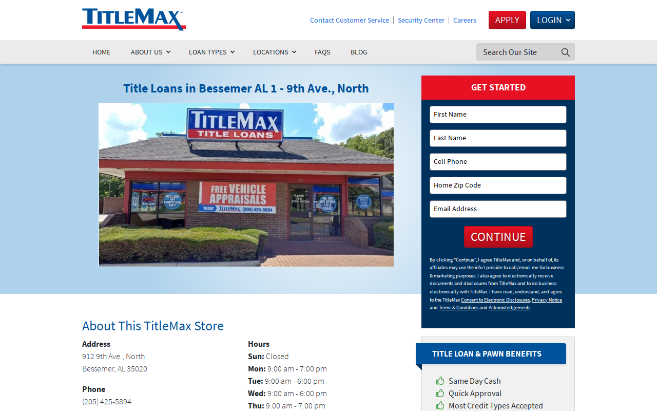 TitleMax Title Pawns website preview