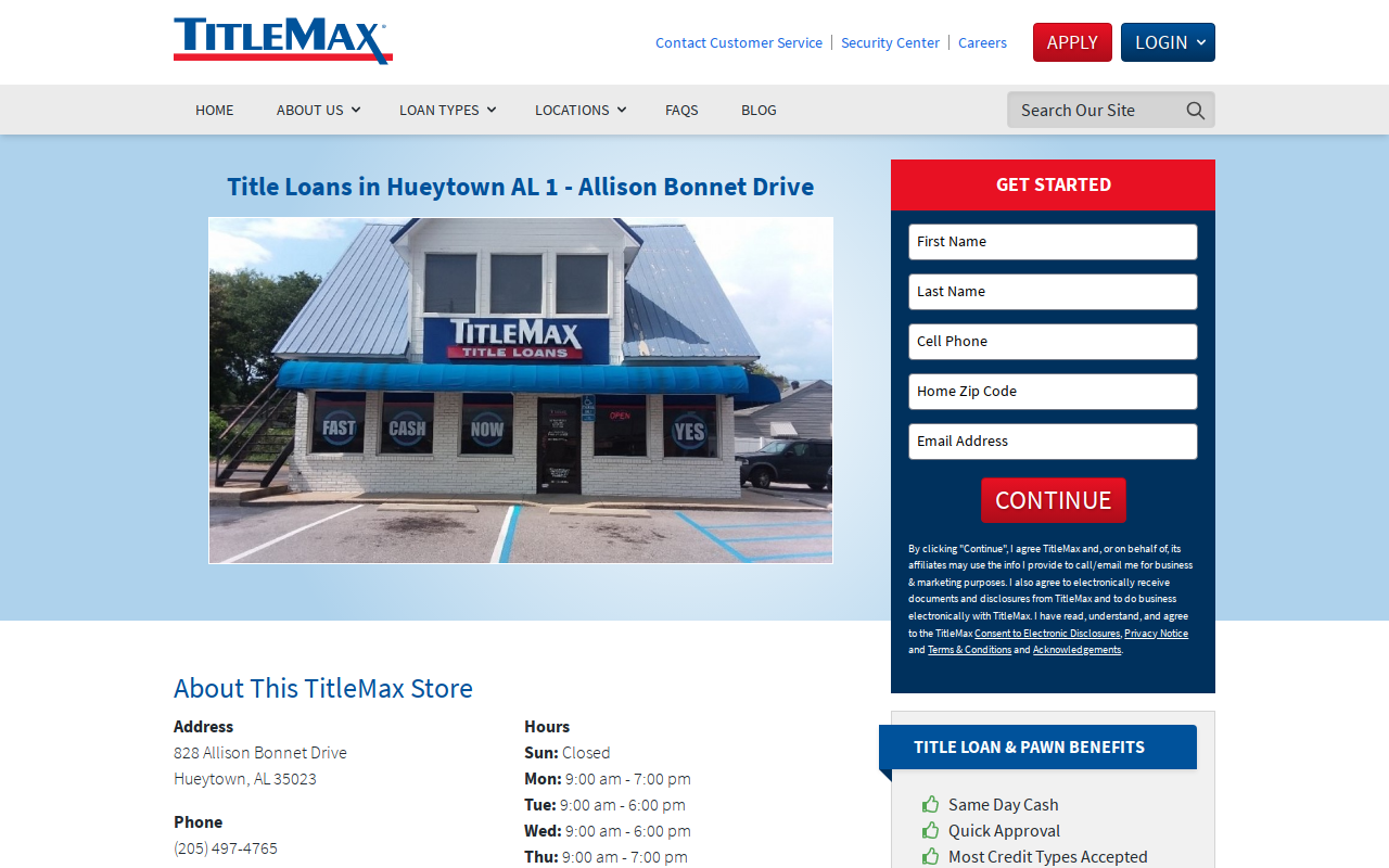 TitleMax Title Pawns website preview