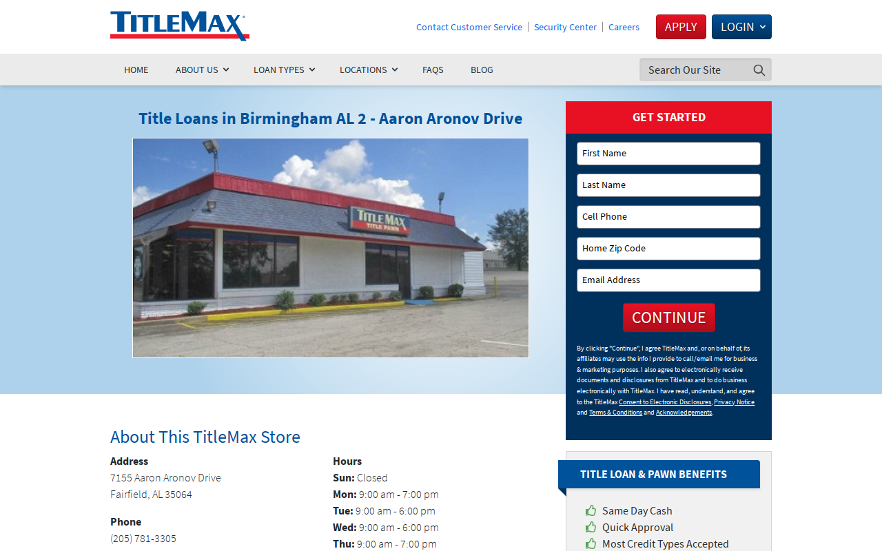 TitleMax Title Pawns website preview