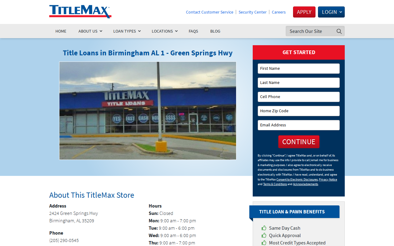 TitleMax Title Pawns website preview