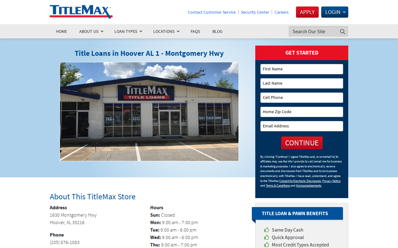 TitleMax Title Pawns website preview