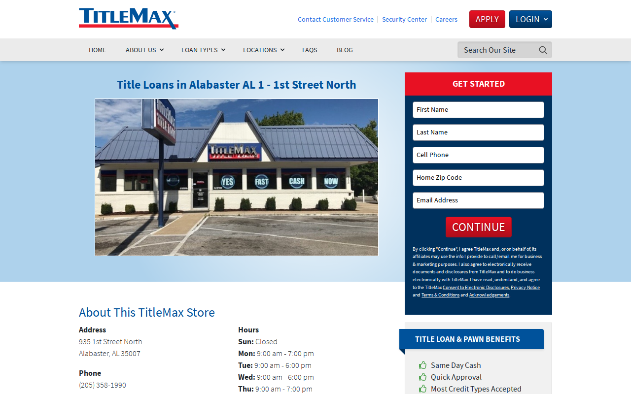TitleMax Title Pawns website preview
