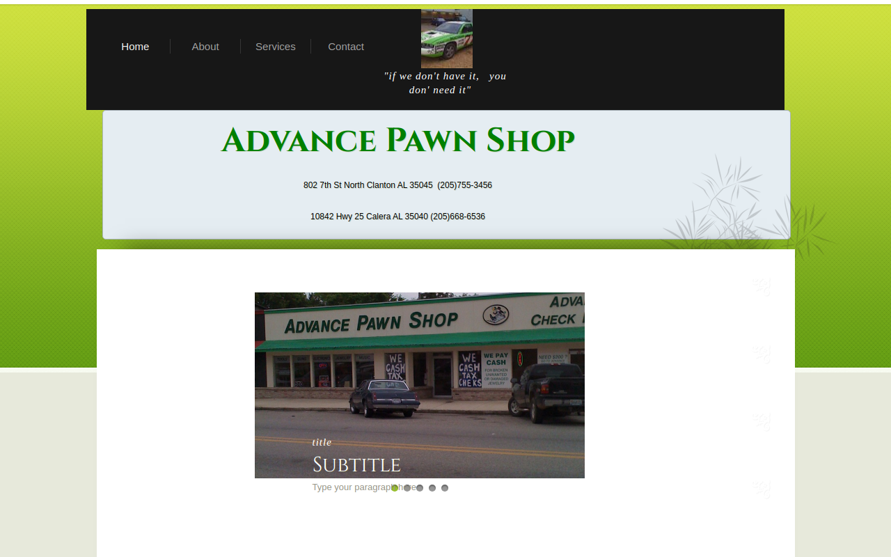 Advance Pawn Shop Inc website preview