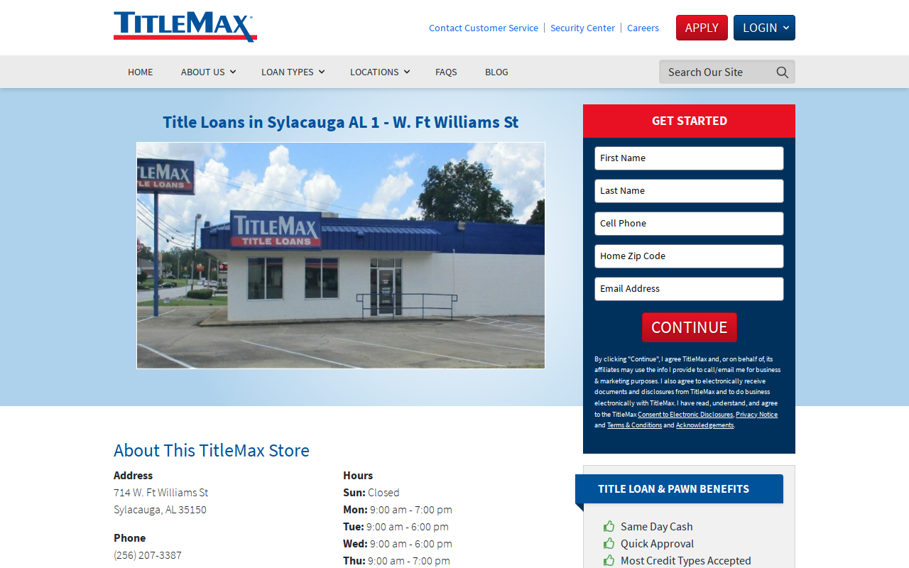 TitleMax Title Pawns website preview