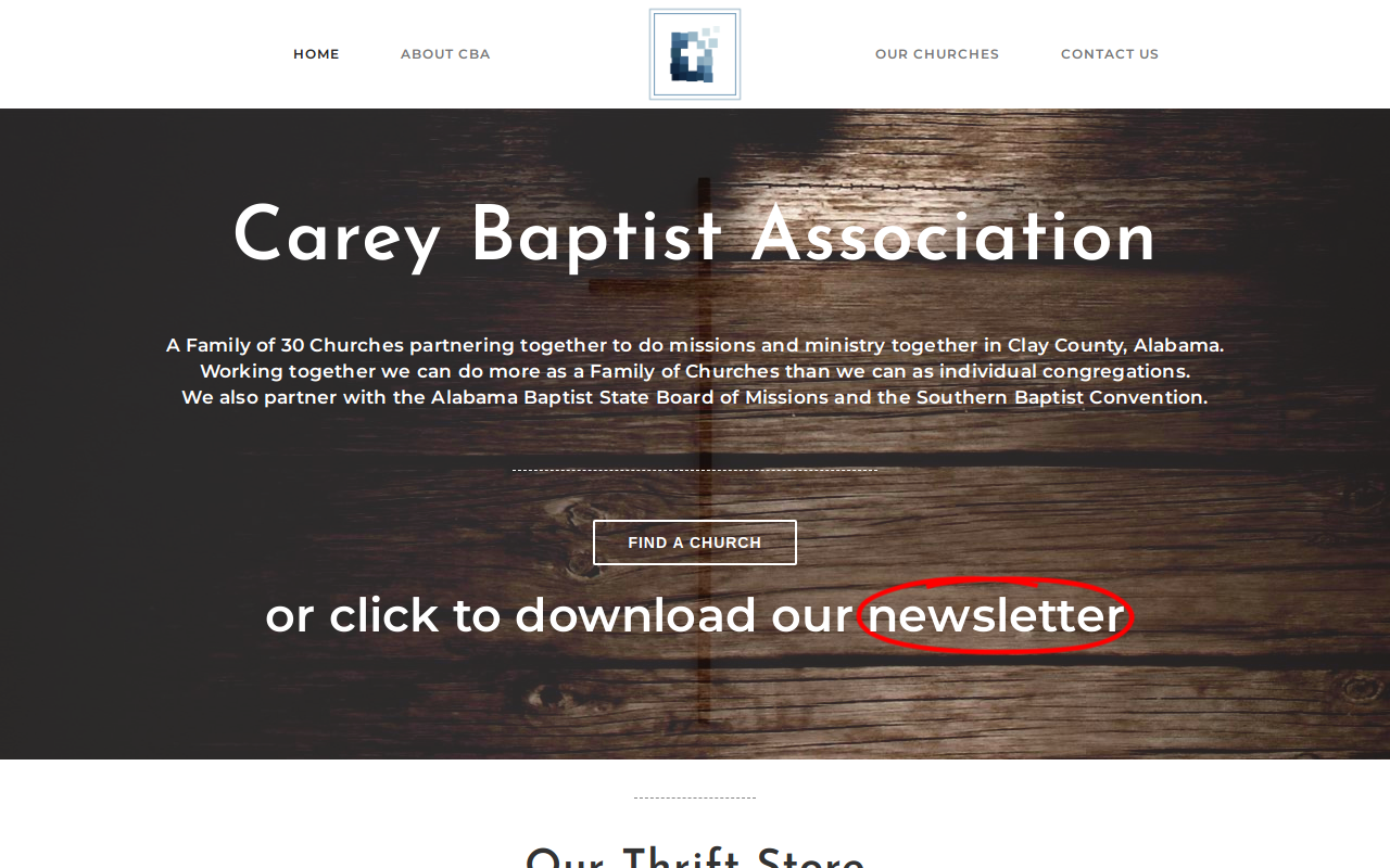 Carey Baptist Thrift Store website preview