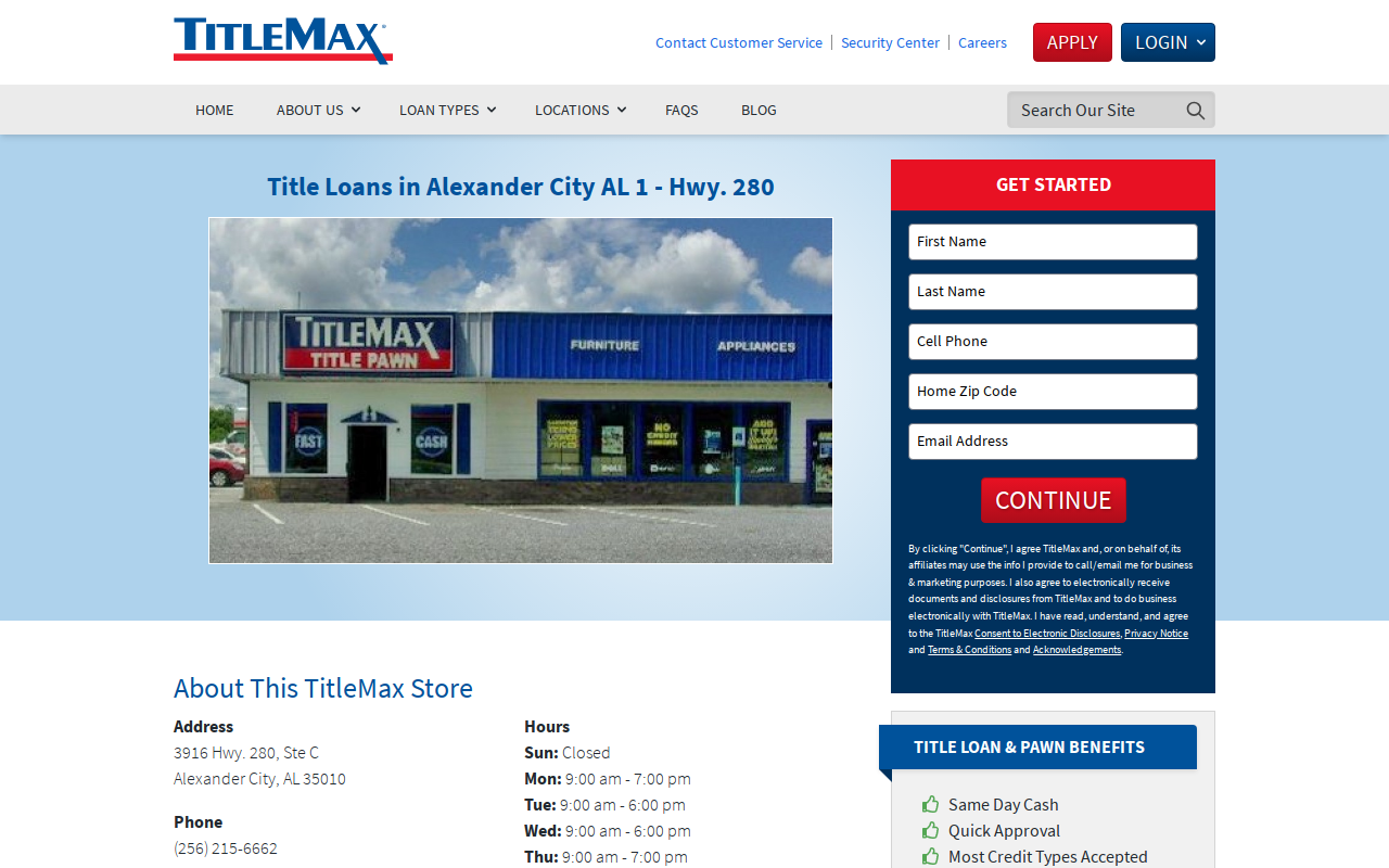 TitleMax Title Pawns website preview